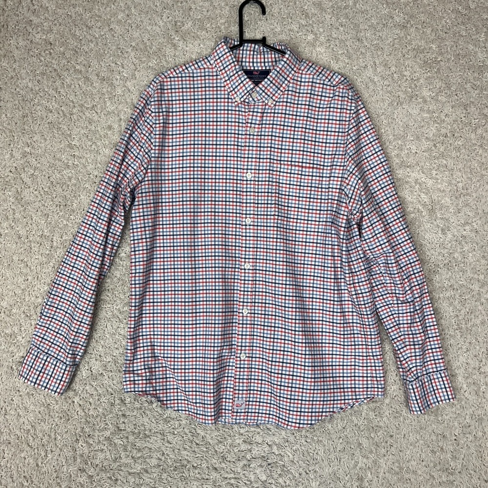 Vineyard Vines Shirt Mens Large Plaid Slim Fit Murray Long Sleeve Preppy Resort